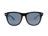 A pair of sunglasses with blue lenses.