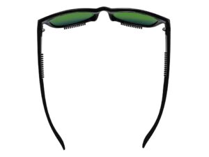 A pair of sunglasses with green lenses.