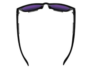 A pair of sunglasses with purple lenses.