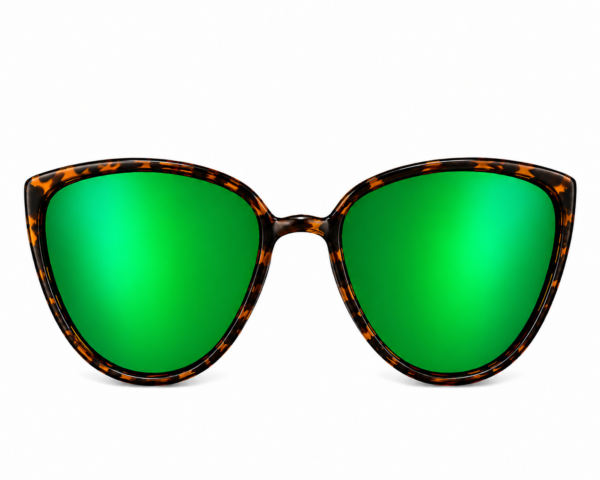 Tortoiseshell cat-eye sunglasses with green mirrored lenses