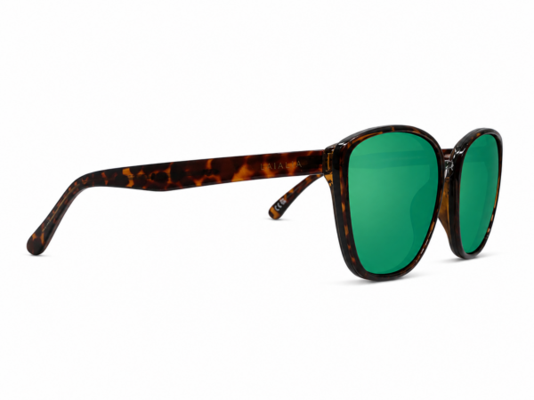 Tortoiseshell sunglasses with green lenses