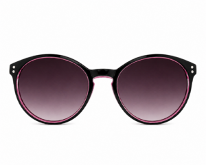 Black round sunglasses with pink rim