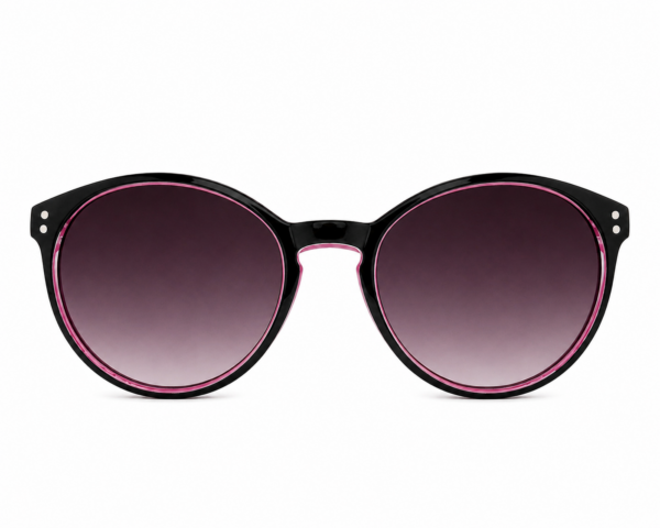 Black round sunglasses with pink rim