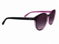 Purple round sunglasses with black temples