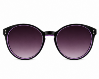 Black round sunglasses with purple gradient lenses