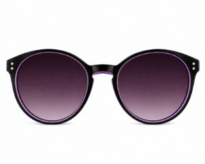 Black round sunglasses with purple gradient lenses