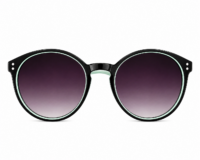 Black round sunglasses with gradient purple lenses