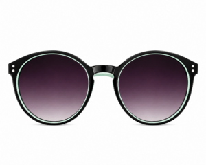 Black round sunglasses with gradient purple lenses