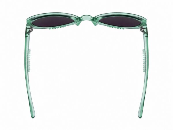 Green translucent sunglasses with oval dark lenses