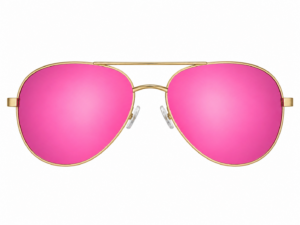 Pink mirrored aviator sunglasses with gold frame