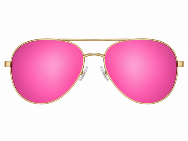 Pink mirrored aviator sunglasses with gold frame