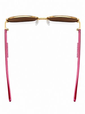 Slim gold sunglasses with pink temples