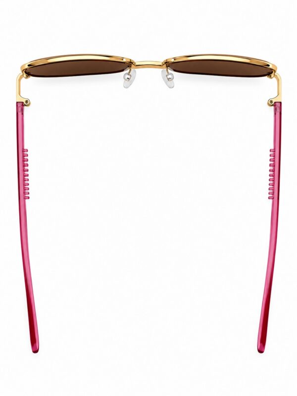 Slim gold sunglasses with pink temples