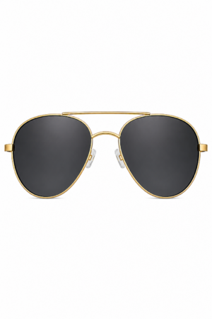 Gold-frame aviator sunglasses with dark lenses
