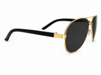 Black round sunglasses with gold frame
