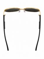 Gold frame rectangular sunglasses with black temples