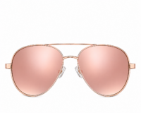 Rose gold aviator sunglasses with mirrored lenses
