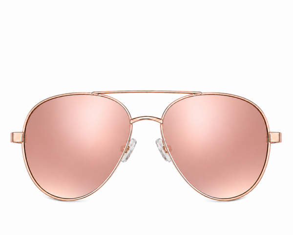 Rose gold aviator sunglasses with mirrored lenses