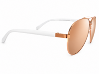Rose gold mirrored aviator sunglasses with white temples