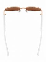 Rose gold sunglasses with white temple arms
