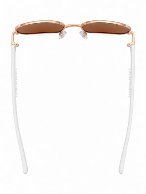Rose gold sunglasses with white temple arms